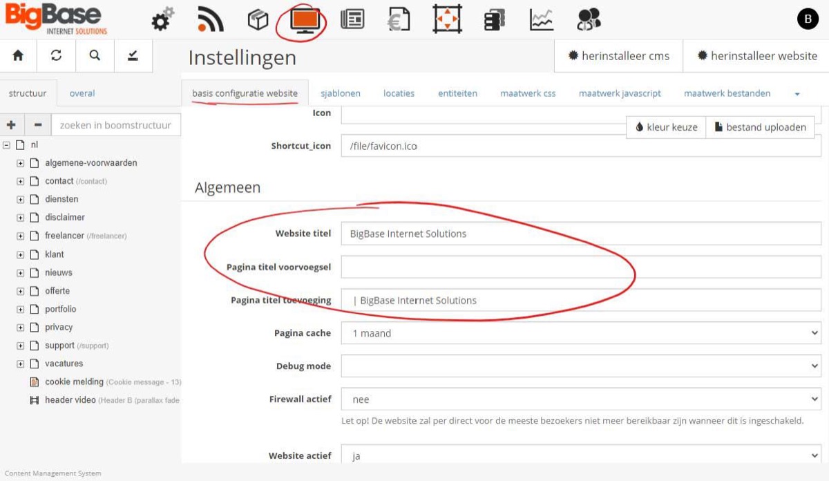 Website-wide page title settings